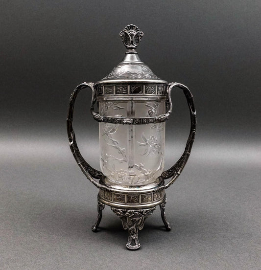 Reed & Barton Antique Silver Plate Glass Pickle Castor #1310 (No Fork)