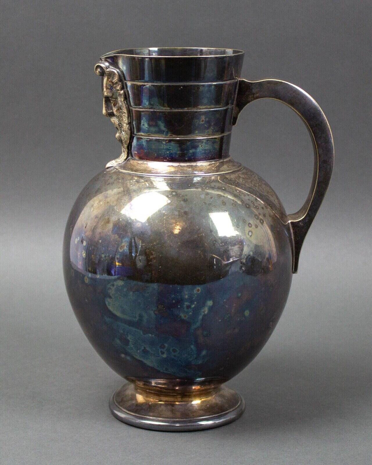 Martin Hall & Co MH Co Silverplated Pitcher Mask Anton Michelsen Danish Style