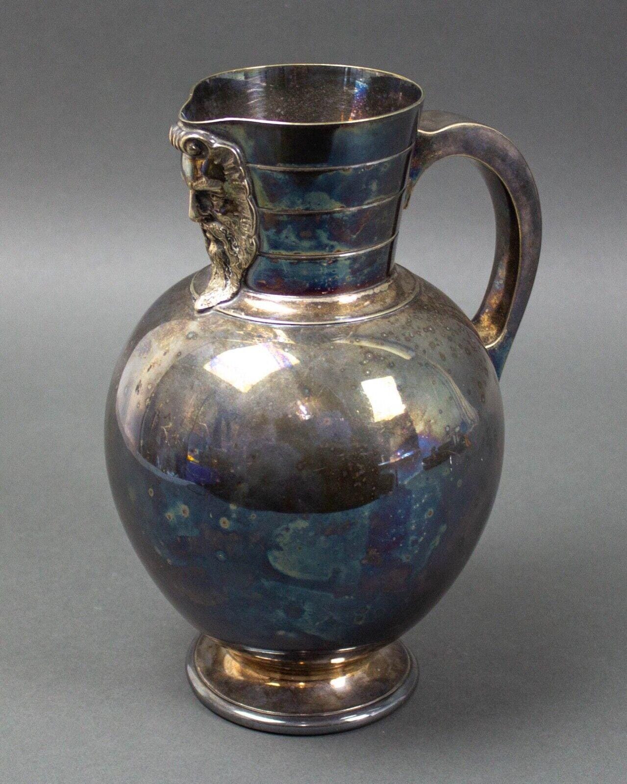 Martin Hall & Co MH Co Silverplated Pitcher Mask Anton Michelsen Danish Style