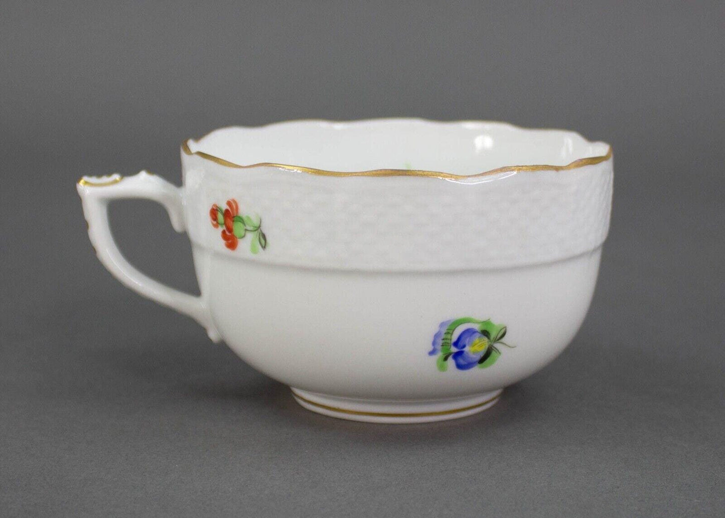 Herend Hungary Hand Painted Floral Tea Cup Gold Trim.