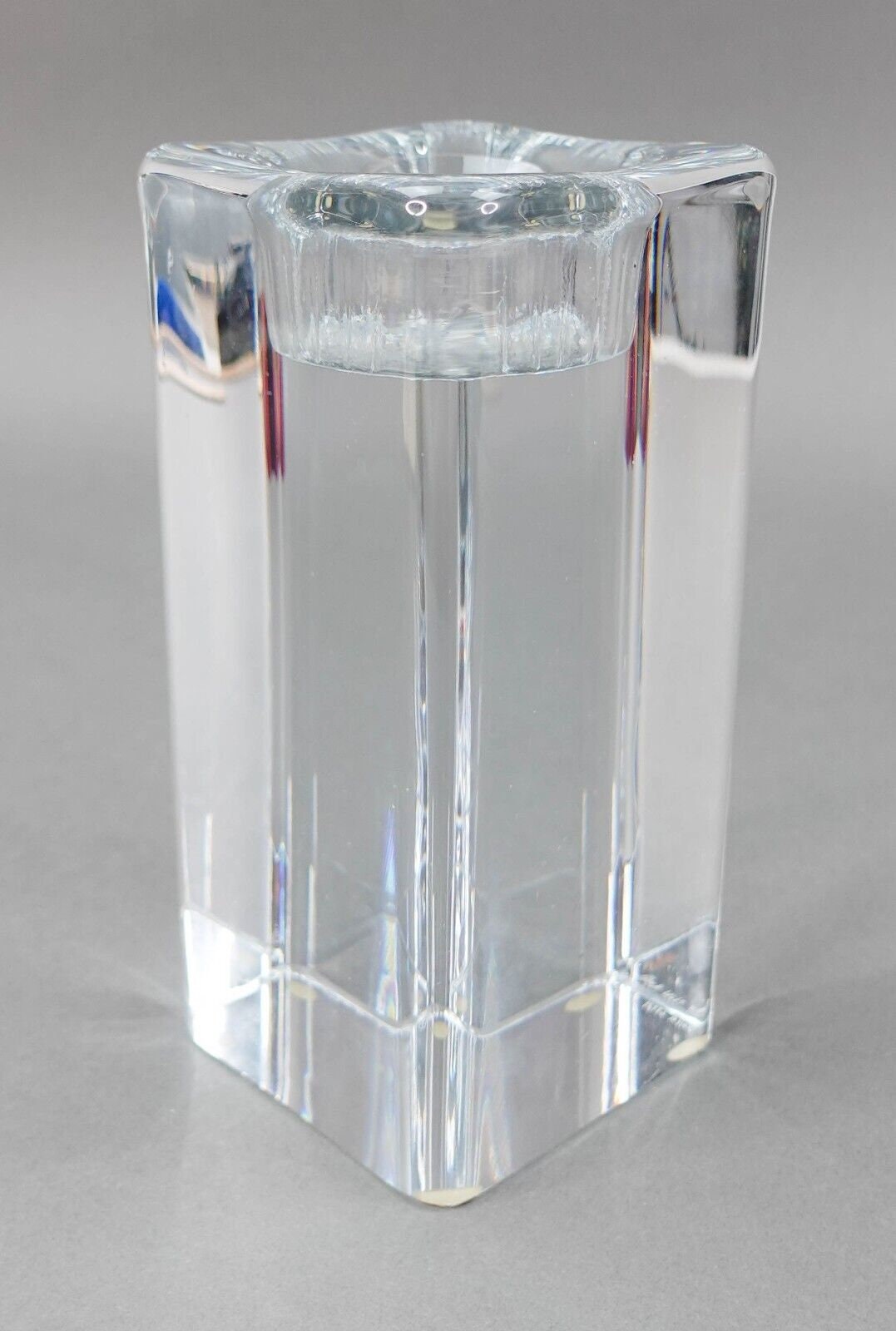 Kosta Boda Gorin Waff Signed & Numbered Heavy Cube Crystal Glass Candle Holder