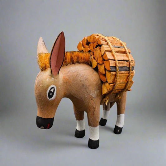 Hector Rascon Mexico Signed Rare 1990 Hand Carved Wood Folk Art Burro Donkey 18"
