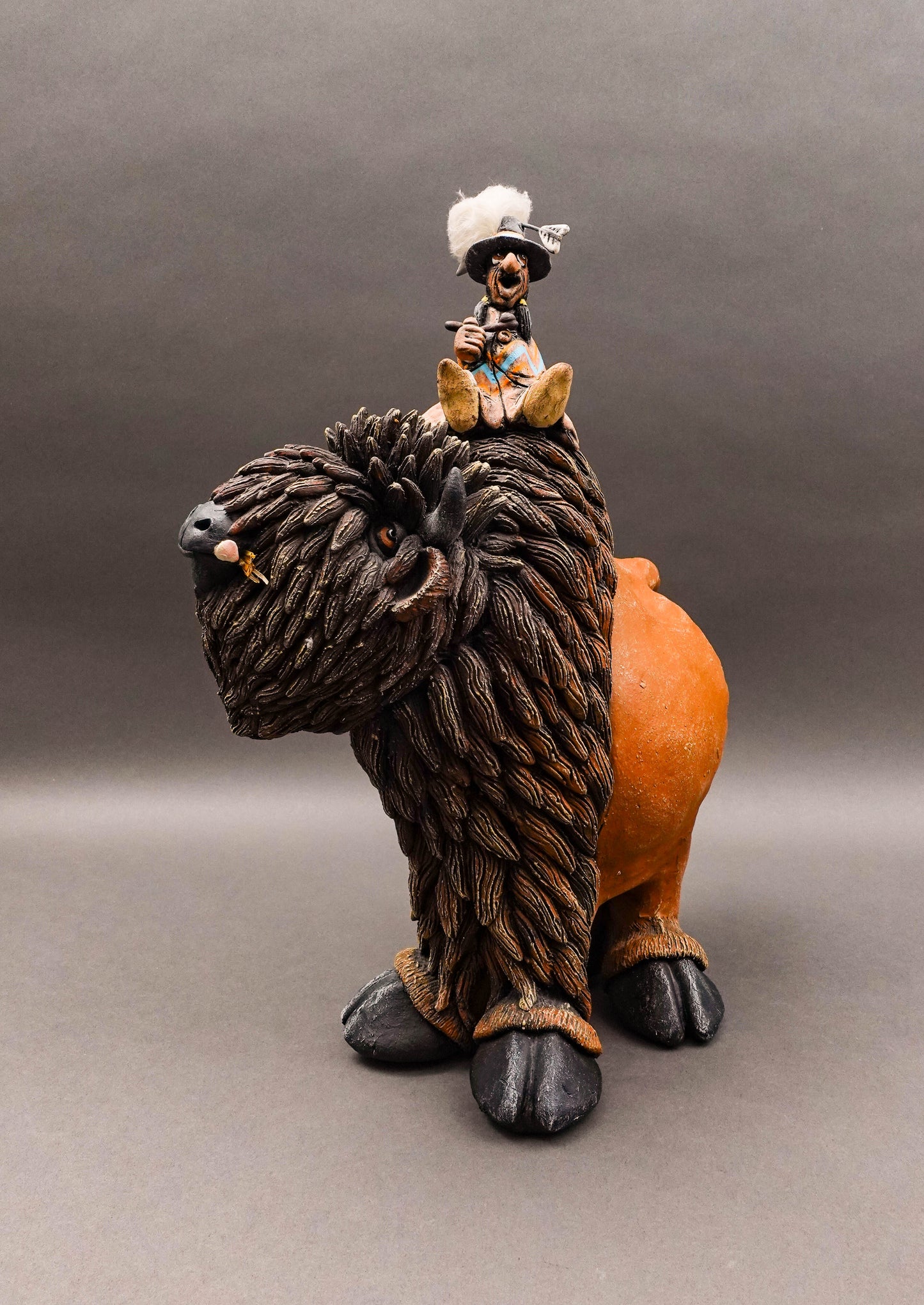 Todd Warner Signed Rare 1993 Bison Or Buffalo Medicine Man Large Sculpture