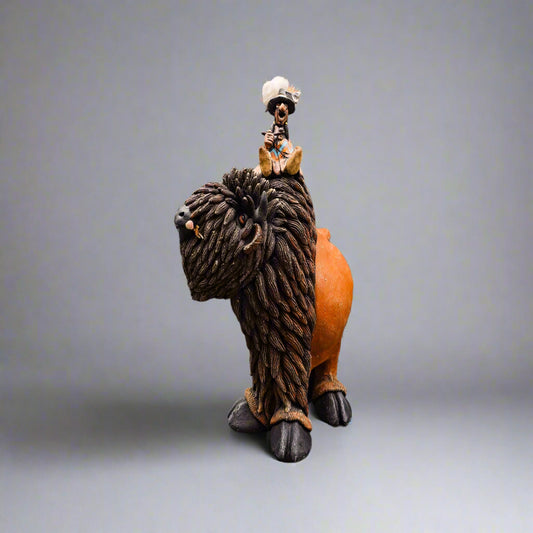Todd Warner Signed Rare 1993 Bison Or Buffalo Medicine Man Large Sculpture