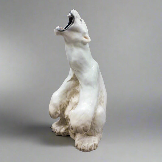 Royal Copenhagen Denmark #502 Porcelain Roaring Polar Bear Figure Sculpture 13"