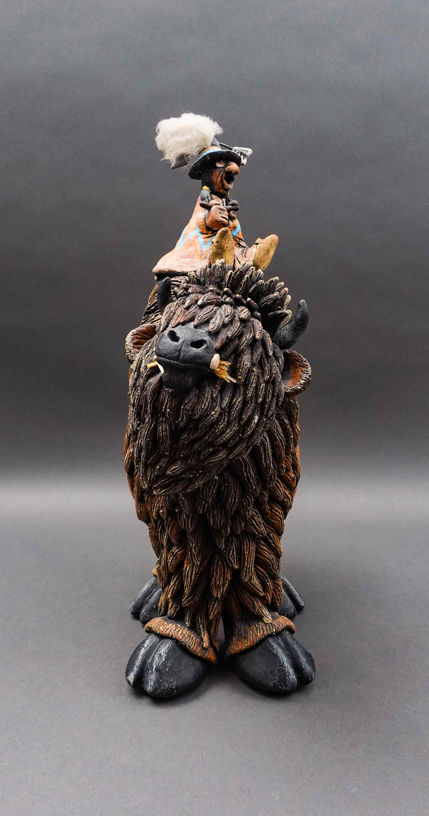 Todd Warner Signed Rare 1993 Bison Or Buffalo Medicine Man Large Sculpture