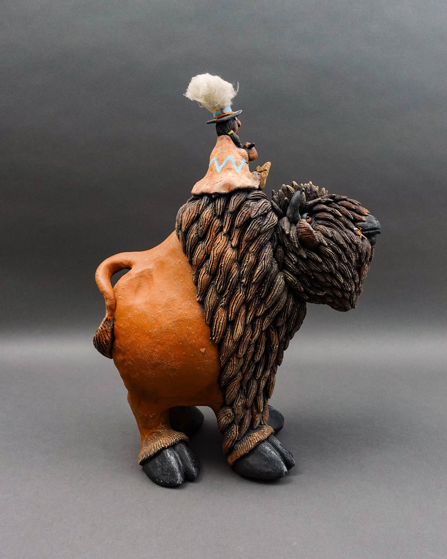 Todd Warner Signed Rare 1993 Bison Or Buffalo Medicine Man Large Sculpture