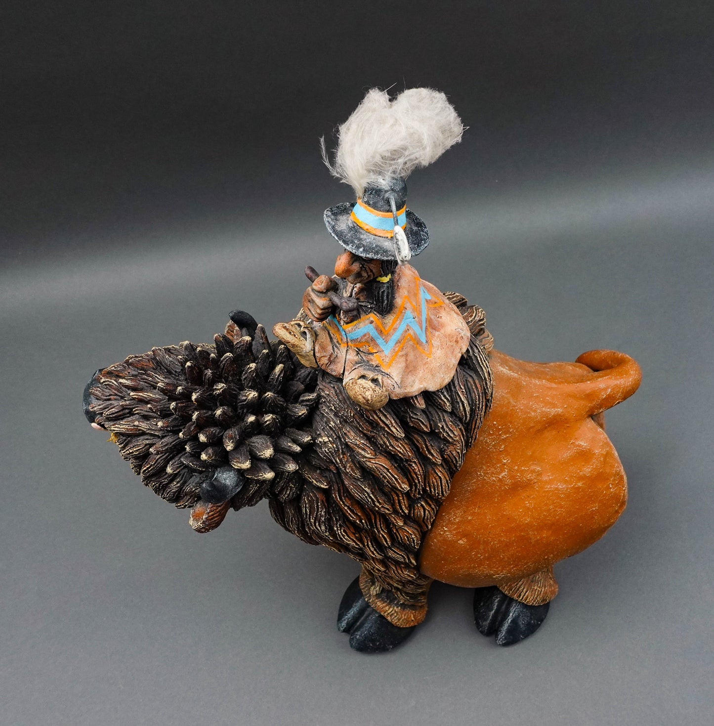 Todd Warner Signed Rare 1993 Bison Or Buffalo Medicine Man Large Sculpture