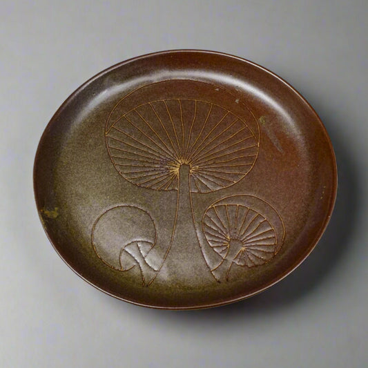 Jane Gordon Martz Marshall Studios MCM Mushroom Art Pottery Plate Tray 12 7/8"