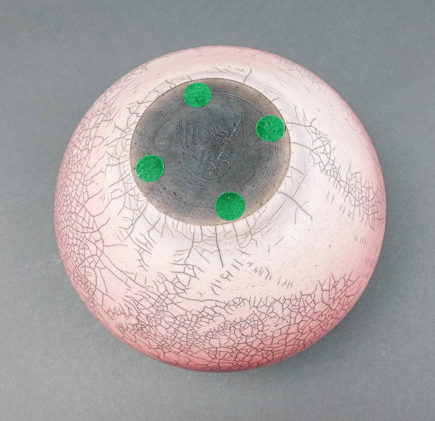 Galloway 1986 Signed Crackled Glazed Raku Studio Art Pottery Vase 9 1/2"