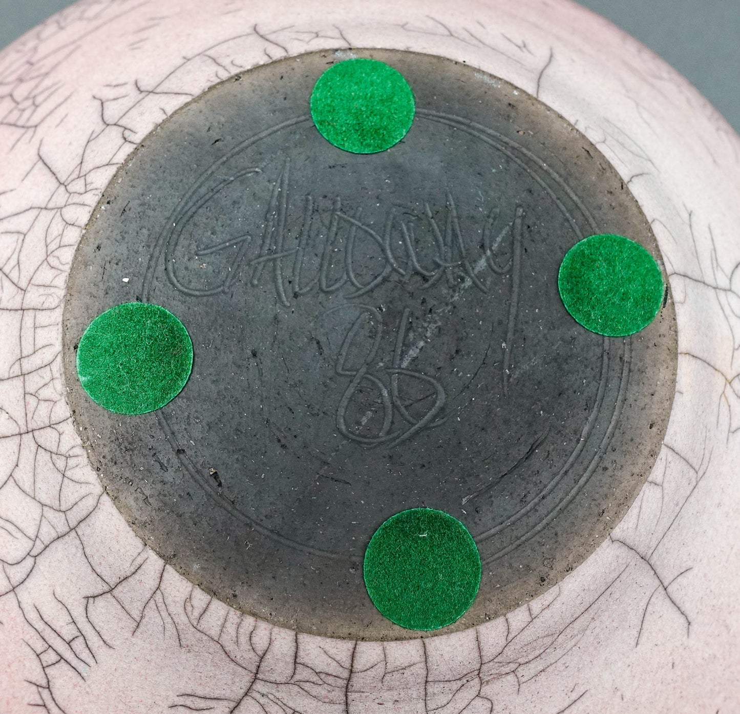 Galloway 1986 Signed Crackled Glazed Raku Studio Art Pottery Vase 9 1/2"