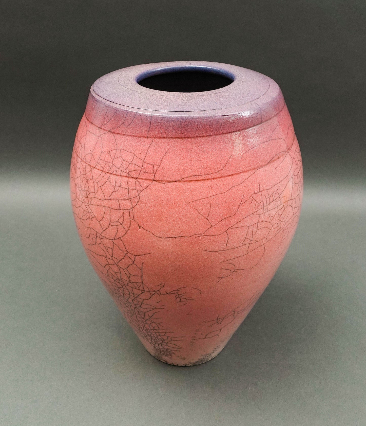 Galloway 1987 Signed Vintage Crackled Glazed Raku Studio Art Pottery Vase 12"