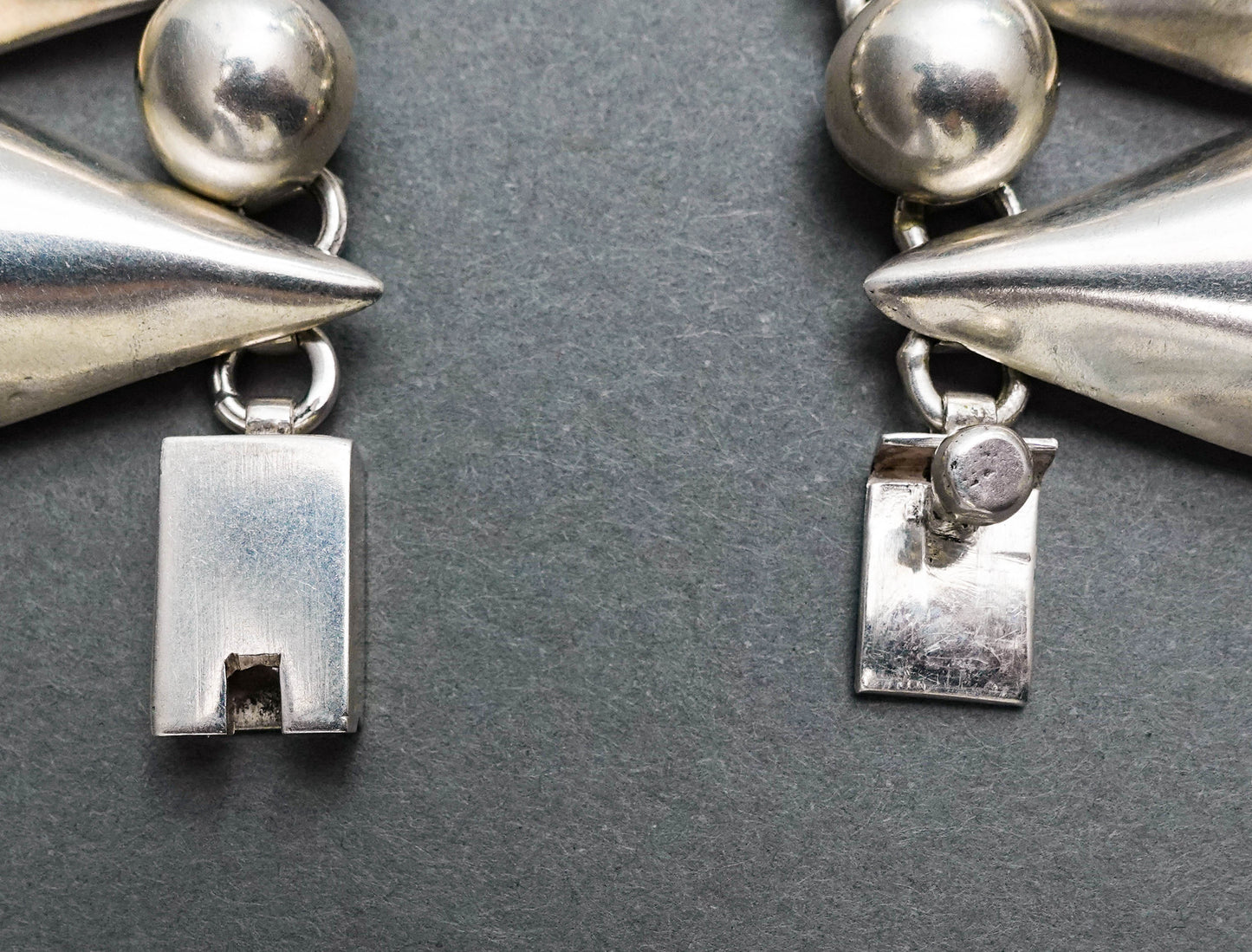 Mexico 925 Sterling Silver Heavy Modernist Teardrop Bead Choker Necklace 193.5g