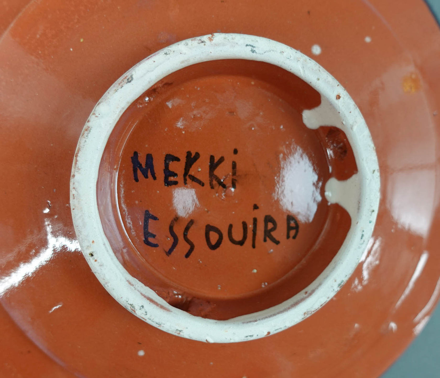 Mekki Essouria Signed Moroccan Hand Painted Fish & Stars Pottery Wall Plate Bowl