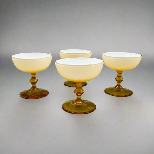 Carlo Moretti Italy Vintage MCM Amber Champagne Coupe Cocktail Glasses Set Of 4
