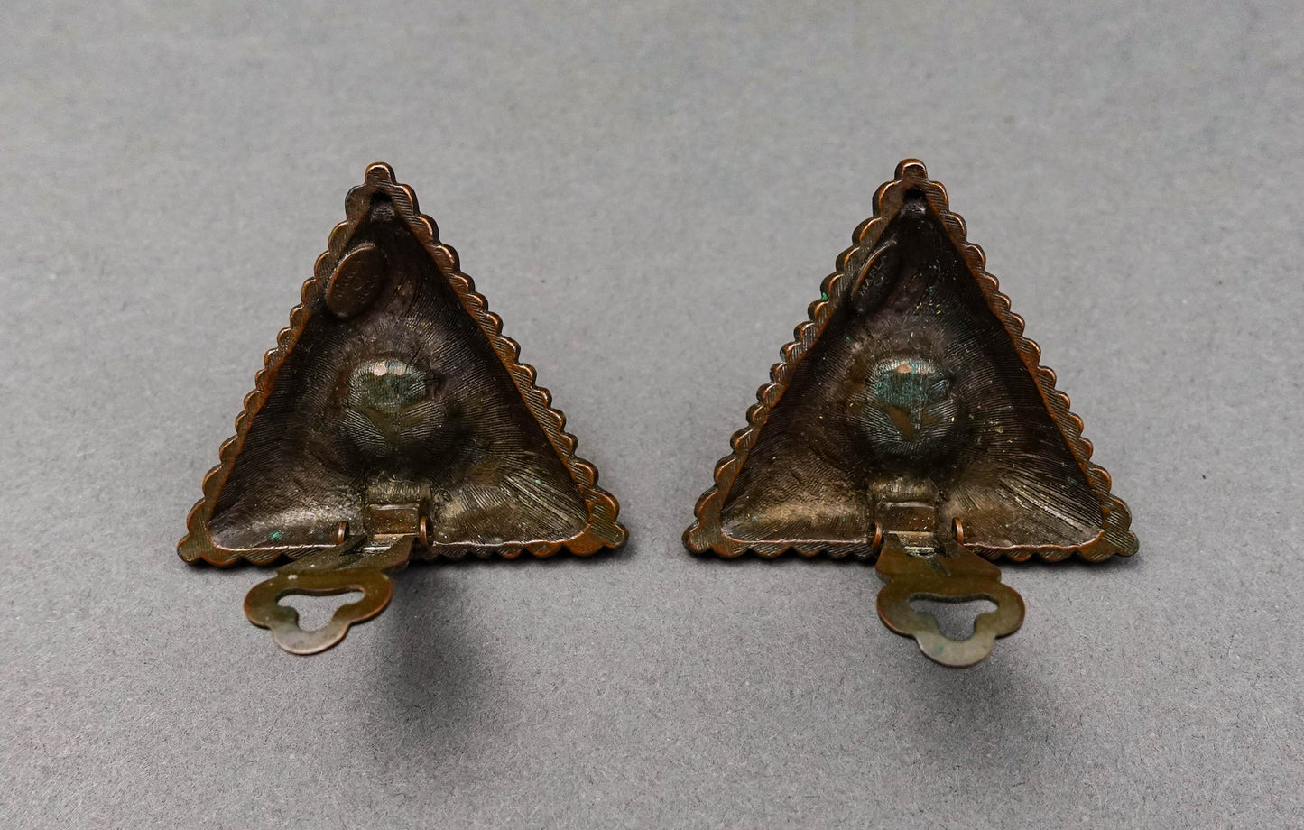 Marla Buck Designer Signed Vintage Triangle Runway Statement Clip Earrings
