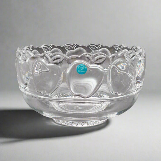 Tiffany & Co Signed Crystal Apple Fruit Elegant Glass Centerpiece Footed Bowl