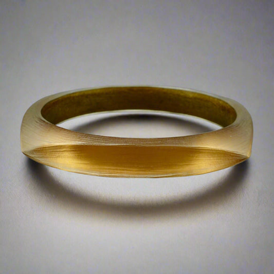 Alexis Bittar Luminous Gold Lucite Hand Carved Bangle Bracelet