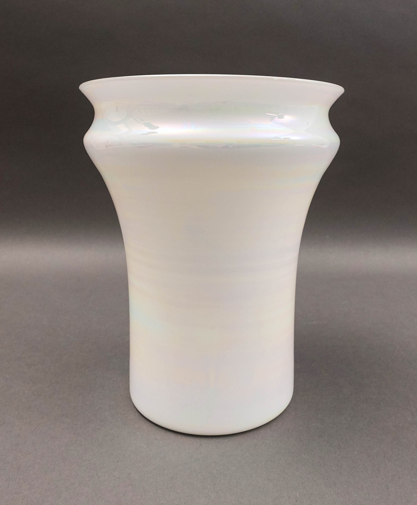 Sergio Asti Venini Murano Signed MCM Iridescent Opalescent White Glass Vase