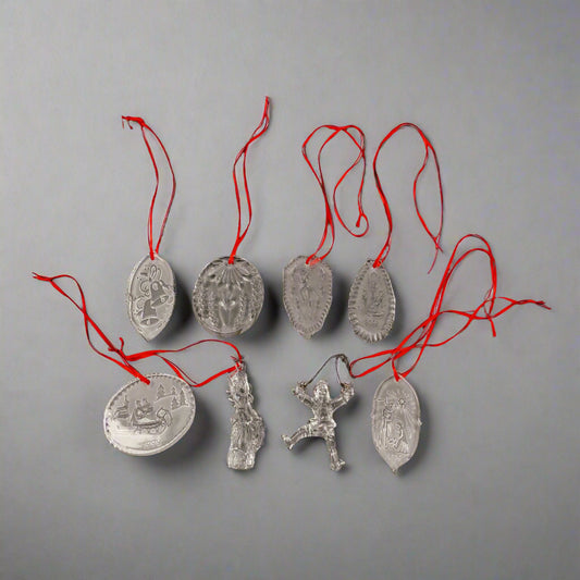 Waterford Vintage Assorted Christmas Glass Tree Ornaments With Pouch Lot Of 8