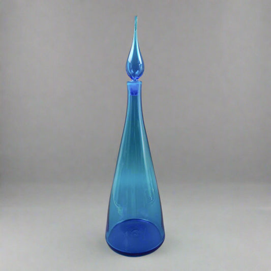 Blenko By Winslow Anderson MCM Blue Glass Decanter Bottle With Stopper # 920-L