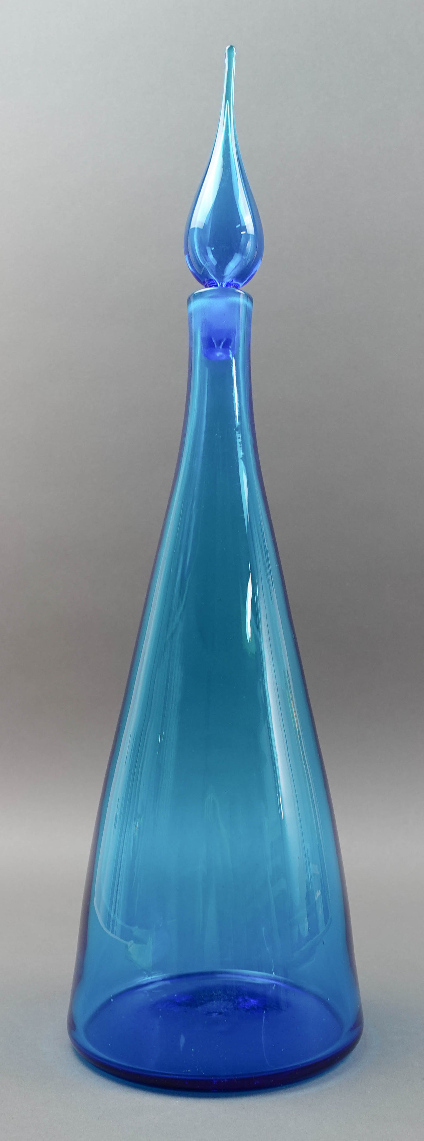 Blenko By Winslow Anderson MCM Blue Glass Decanter Bottle With Stopper # 920-L