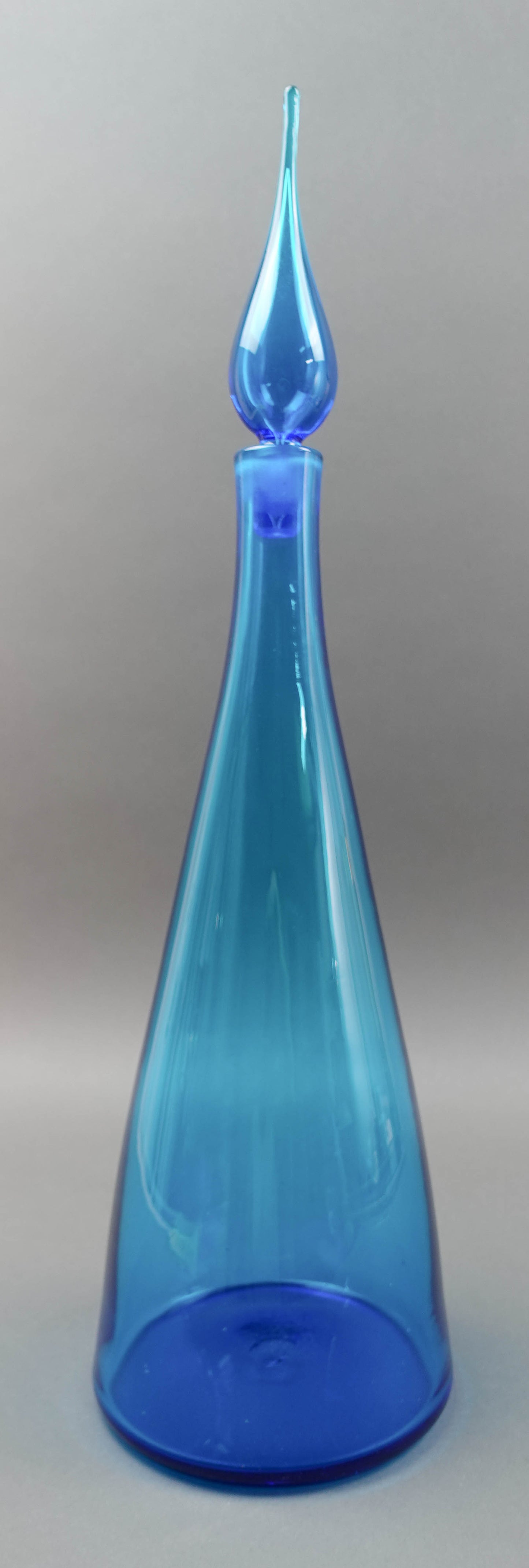 Blenko By Winslow Anderson MCM Blue Glass Decanter Bottle With Stopper # 920-L