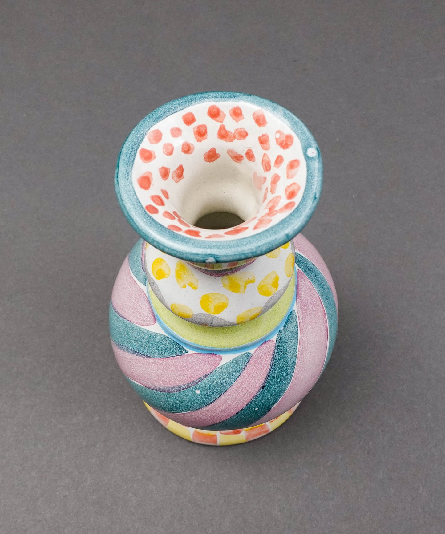 MacKenzie Childs Cayuga Hand Painted Bud Vase Candle Stick Candle Holder 7 1/4"