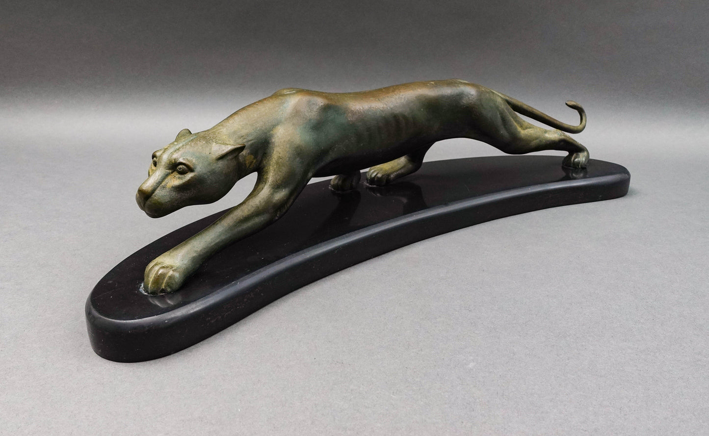 Georges Lavroff (Russian 1895-1961) Signed Bronze Panther Sculpture Slate Base