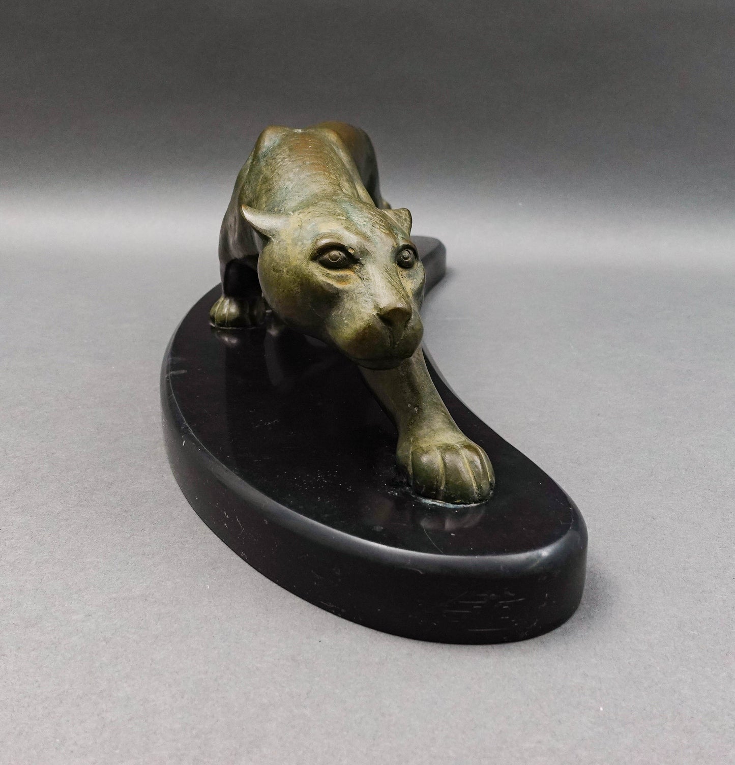 Georges Lavroff (Russian 1895-1961) Signed Bronze Panther Sculpture Slate Base