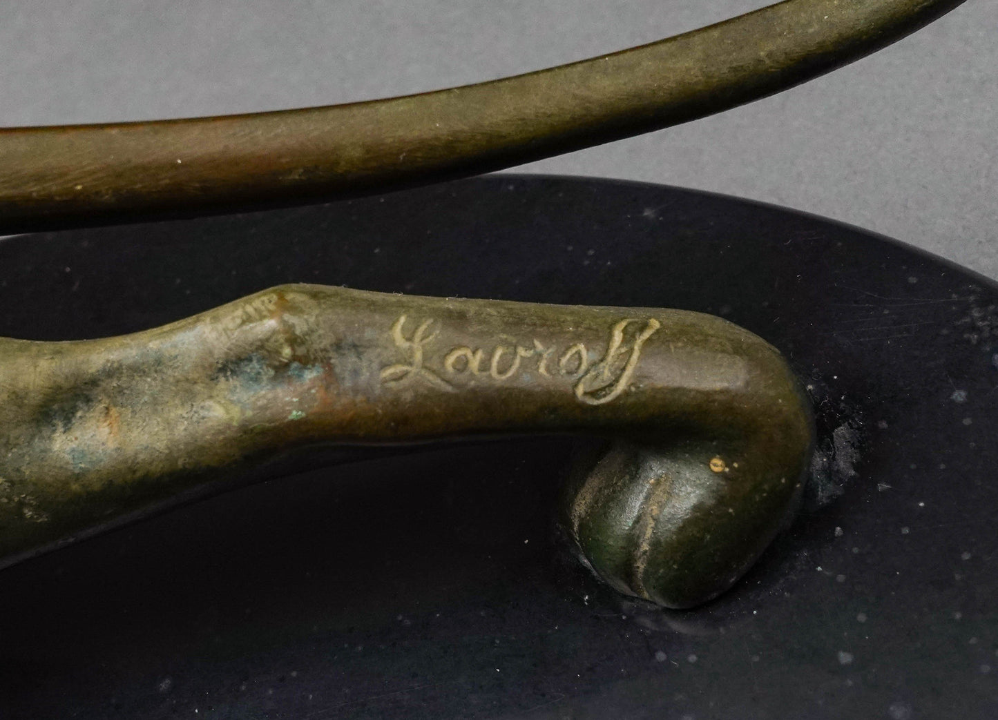 Georges Lavroff (Russian 1895-1961) Signed Bronze Panther Sculpture Slate Base