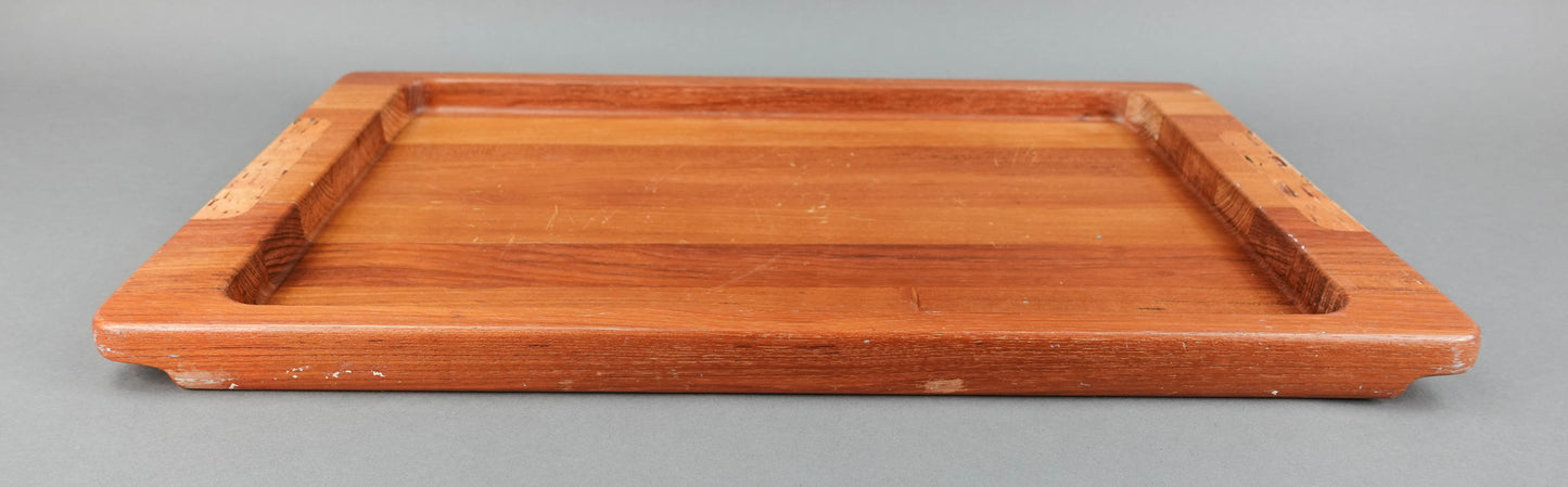 Nissen Denmark Mid Centurty Modern Teak Wood Serving Tray With Cork Handles 23"