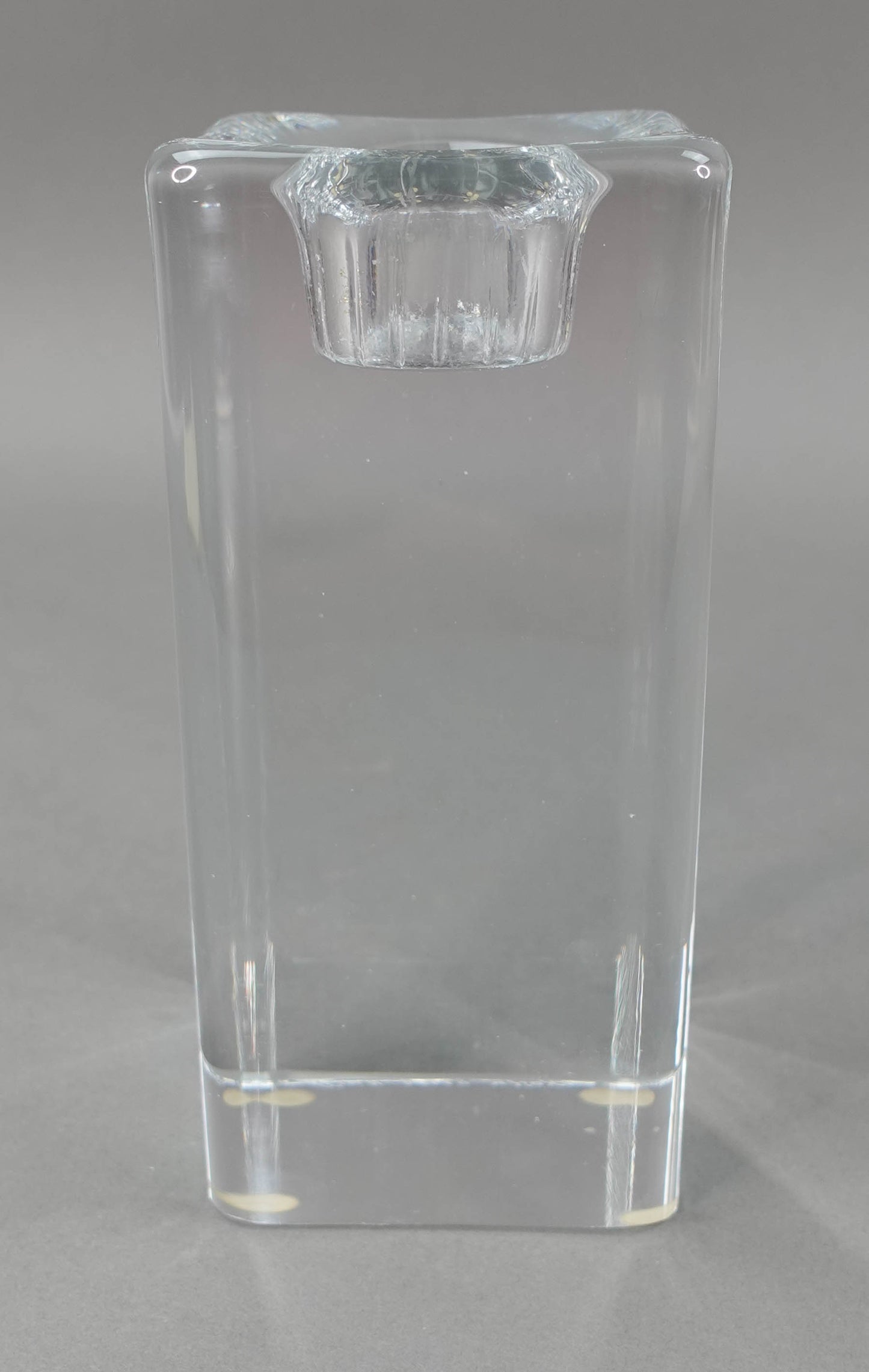 Kosta Boda Gorin Waff Signed & Numbered Heavy Cube Crystal Glass Candle Holder