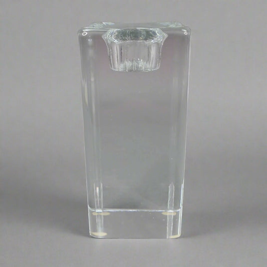 Kosta Boda Gorin Waff Signed & Numbered Heavy Cube Crystal Glass Candle Holder