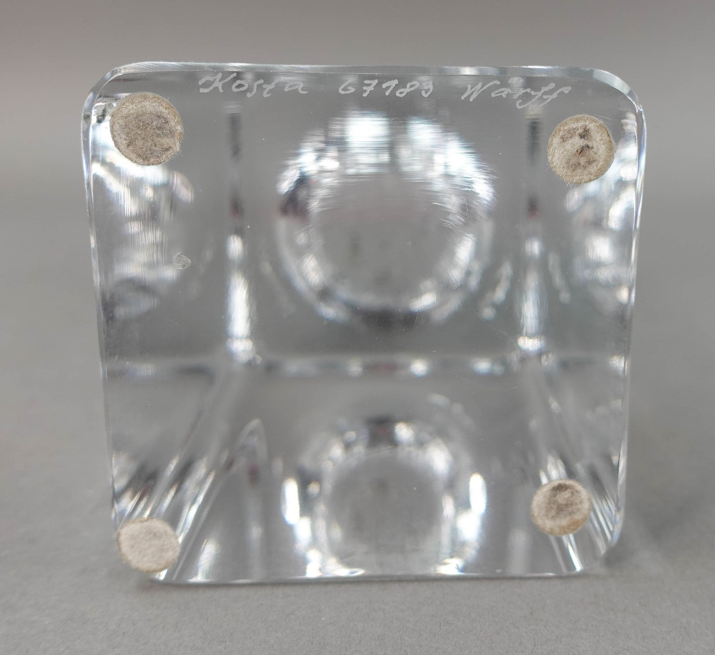 Kosta Boda Gorin Waff Signed & Numbered Heavy Cube Crystal Glass Candle Holder