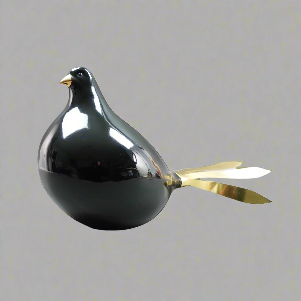 Augusto Dazzi Collection Chalfonte St. Giles Italian Black & Gold Ceramic Bird