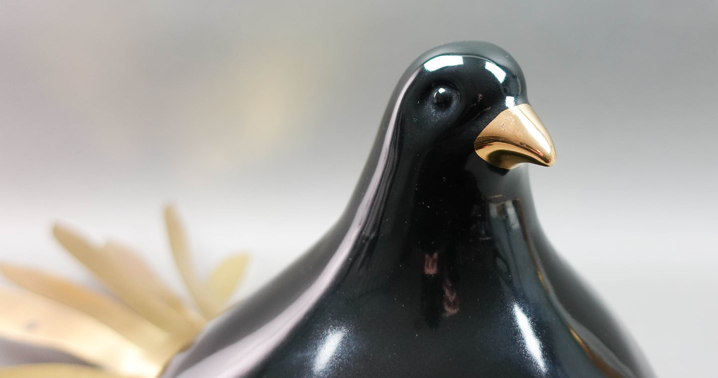 Augusto Dazzi Collection Chalfonte St. Giles Italian Black & Gold Ceramic Bird