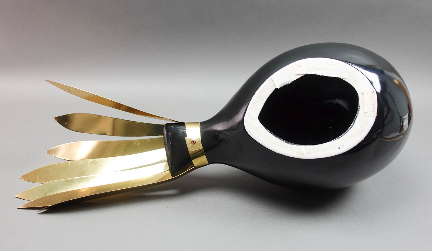 Augusto Dazzi Collection Chalfonte St. Giles Italian Black & Gold Ceramic Bird