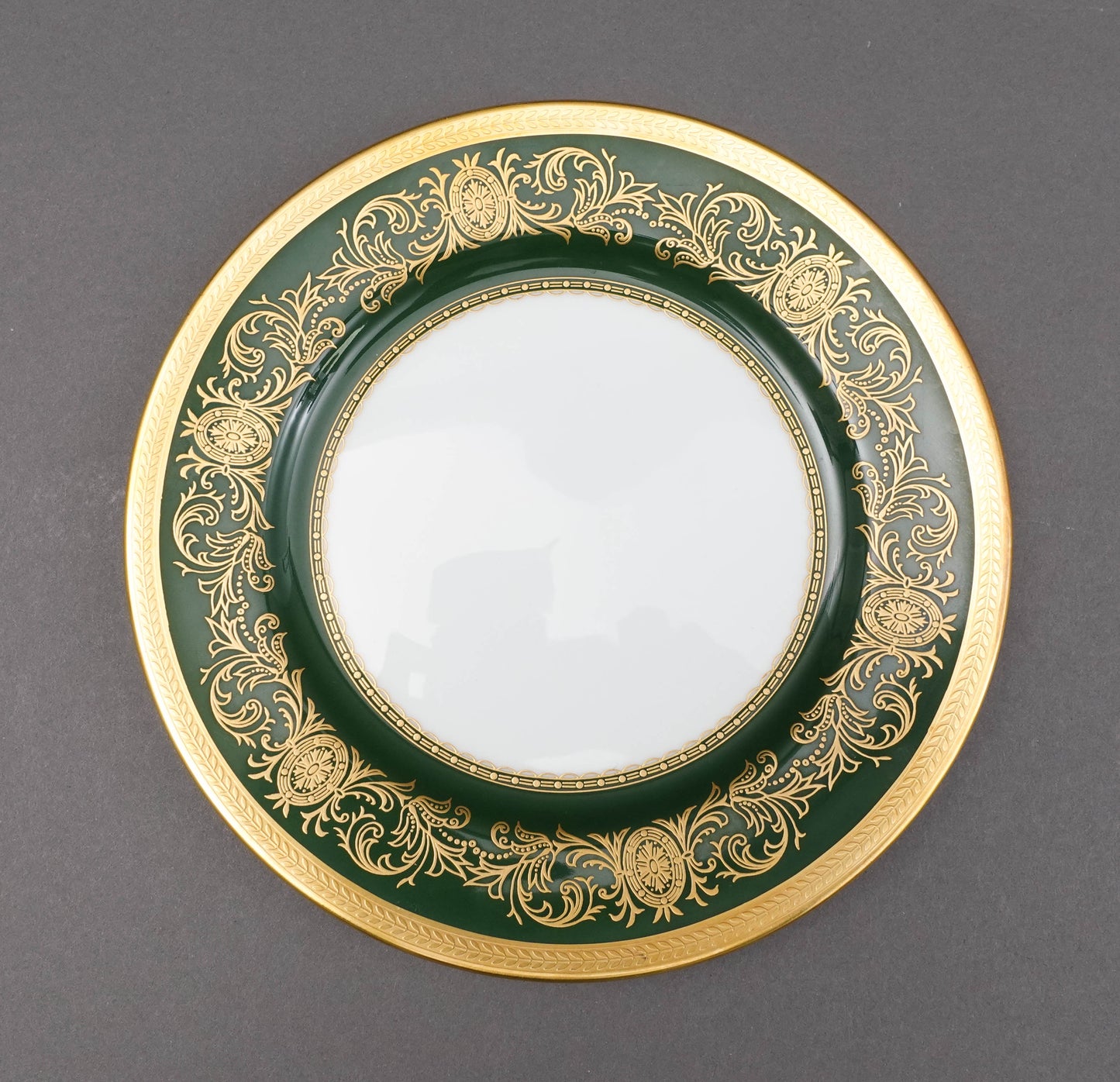Aynsley England Imperial 193 Laurel Green Gold 8" Salad Plates Set Of 6
