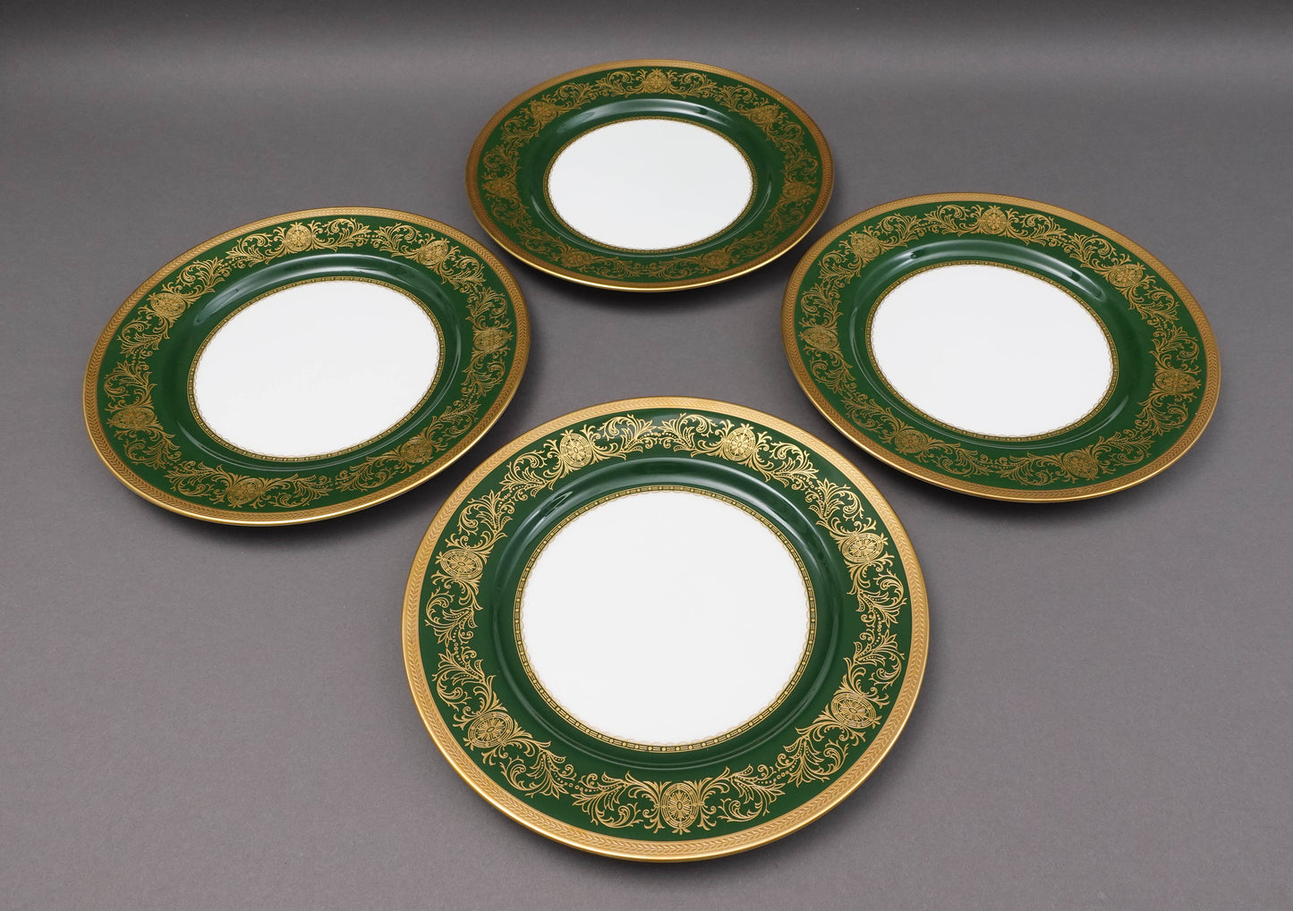 Aynsley England Imperial 193 Laurel Green Gold 8" Salad Plates Set Of 6