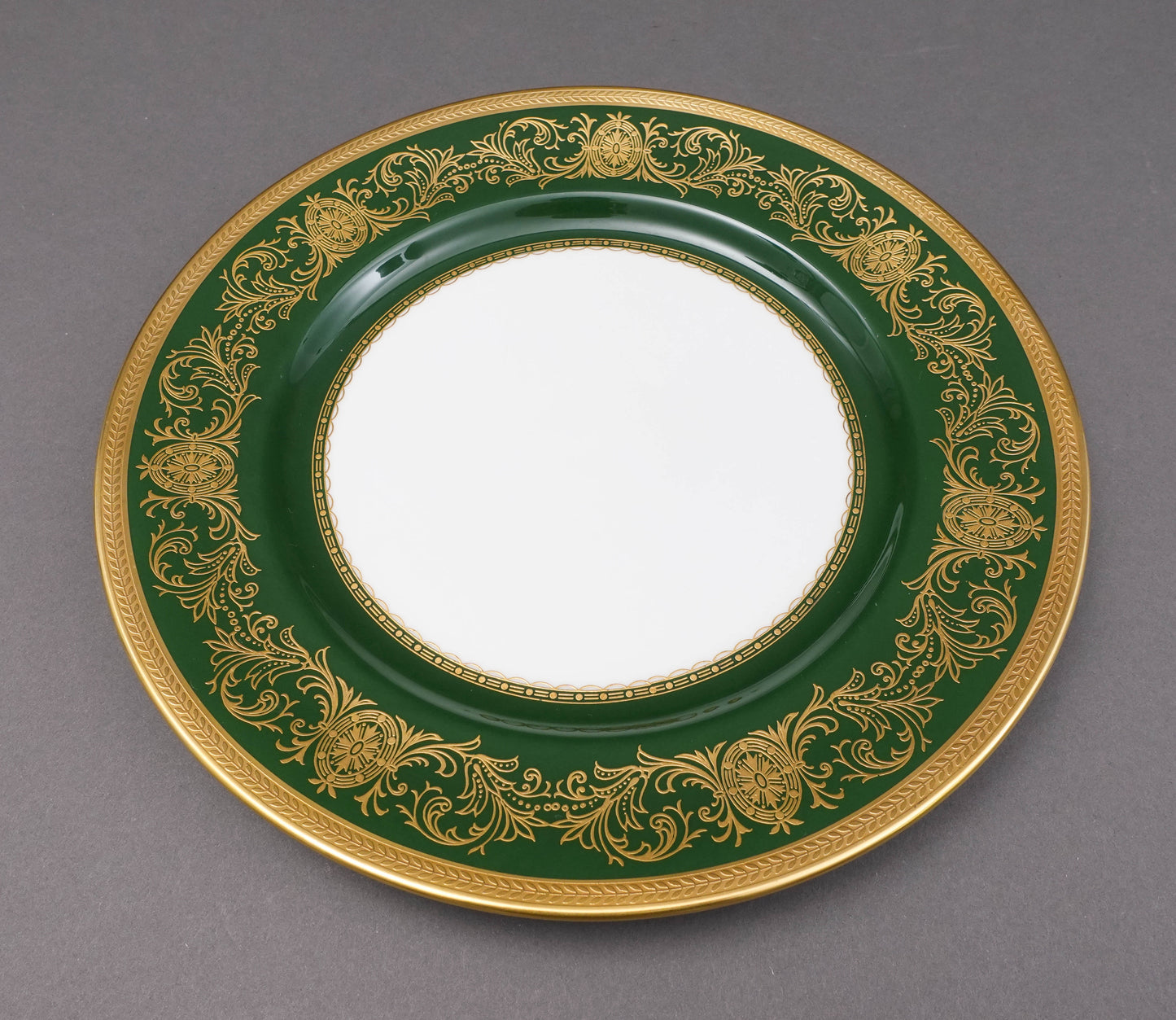 Aynsley England Imperial 193 Laurel Green Gold 8" Salad Plates Set Of 6