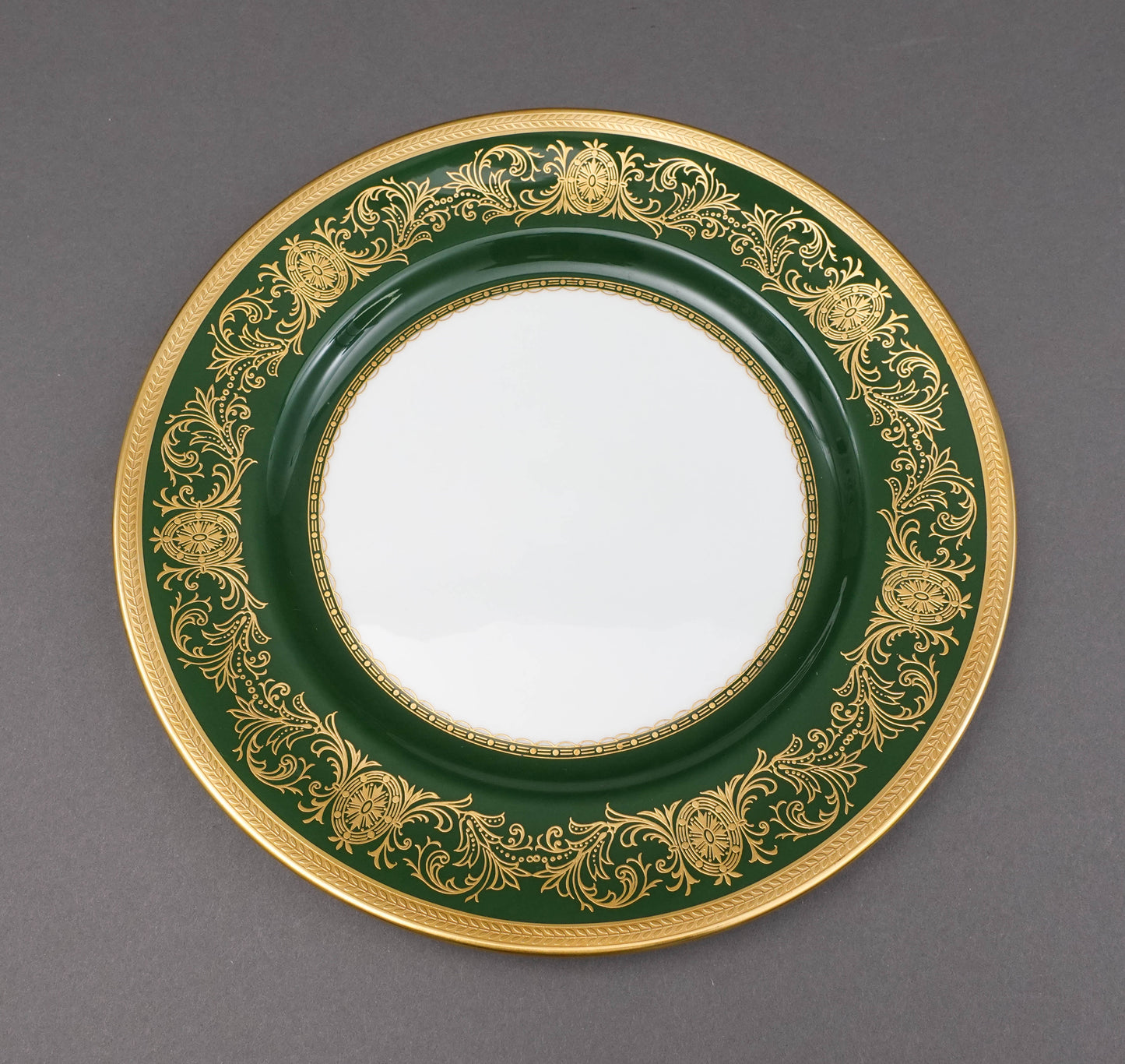 Aynsley England Imperial 193 Laurel Green Gold 8" Salad Plates Set Of 6