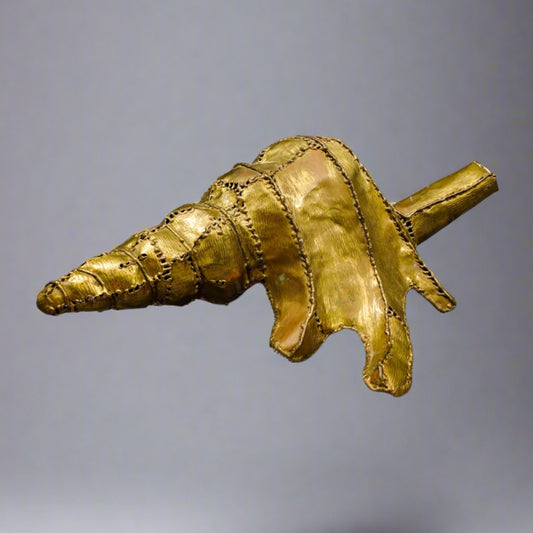 Luciano Bustamante Mexico Signed Brass Conch Nautical Sea Shell Sculpture 16.5"