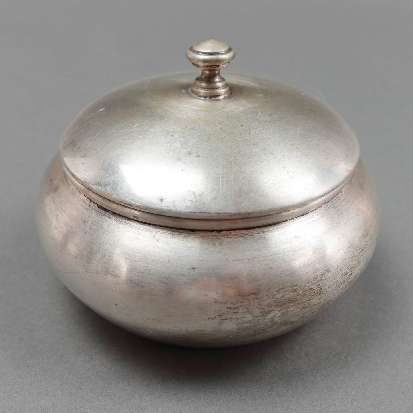 Vintage 800 Silver Hallmarked Round Finial Lidded Trinket Jewlery Box 225 Grams