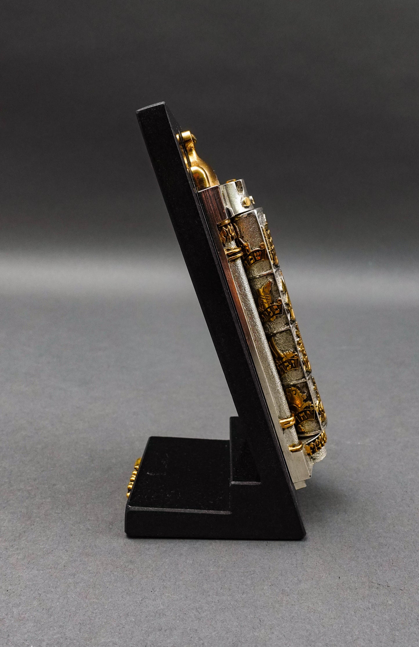 Frank Meisler Judiaca 12 Tribes Rotating Mezuzah Case Sculpture On Marble Stand