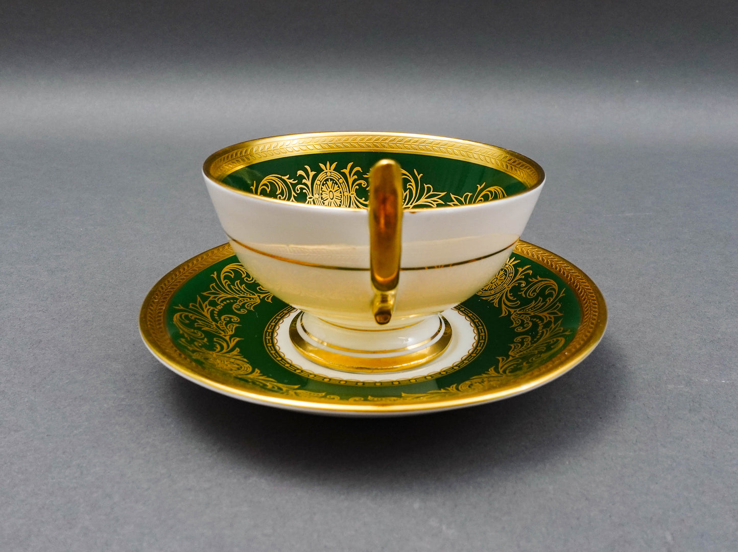 Aynsley England Imperial 193 Laurel Green Gold Cup & Saucer Set