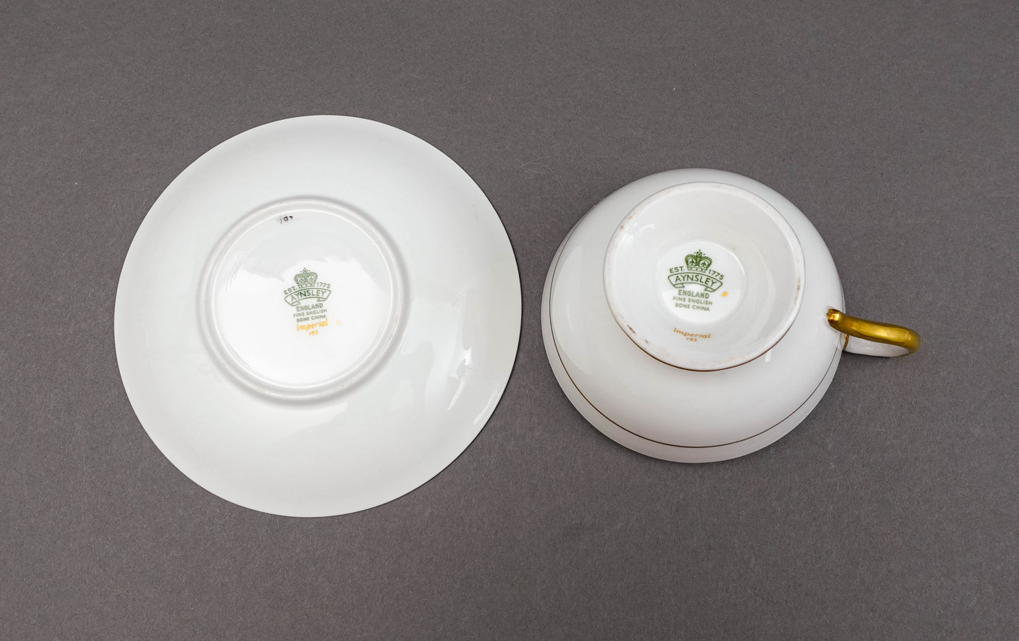 Aynsley England Imperial 193 Laurel Green Gold Cup & Saucer Set