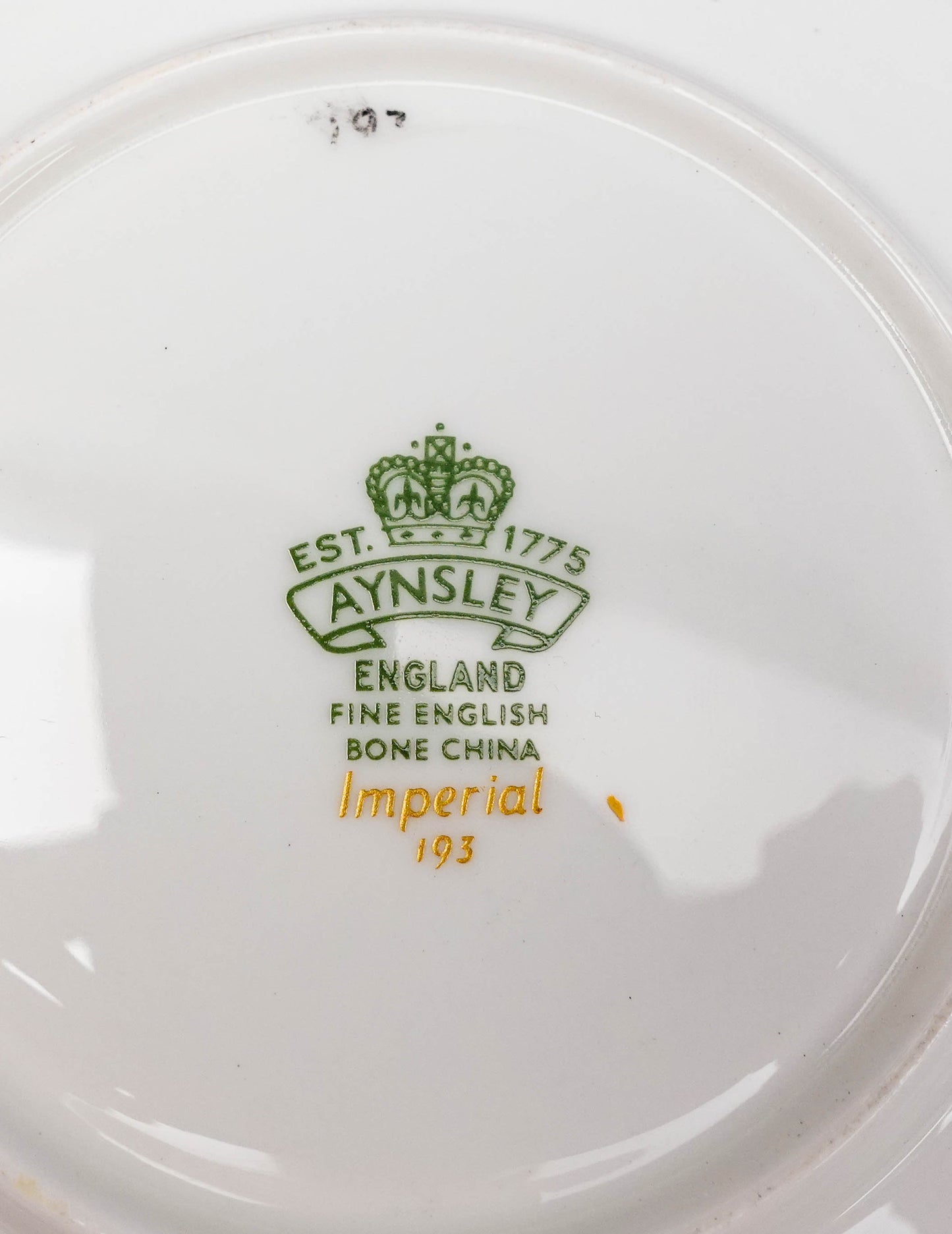 Aynsley England Imperial 193 Laurel Green Gold Cup & Saucer Set