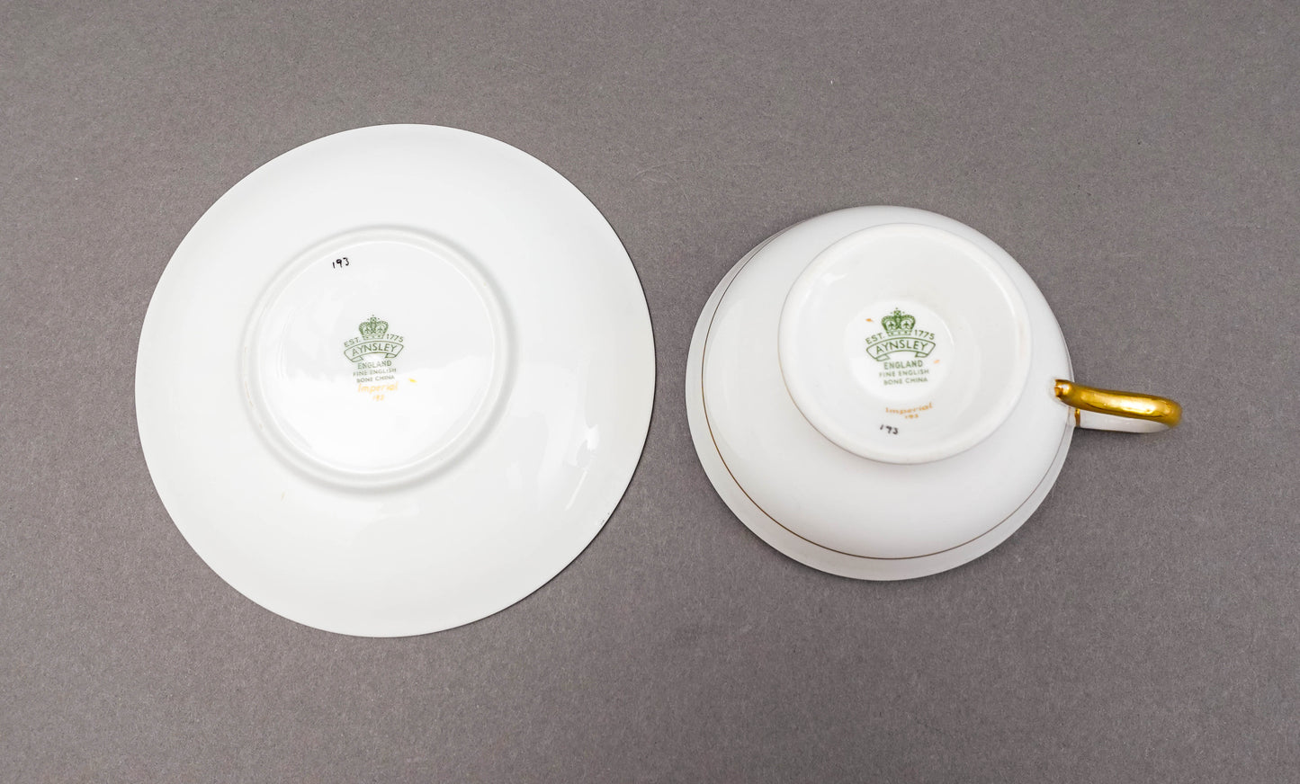 Aynsley England Imperial 193 Laurel Green Gold Cup & Saucer Set