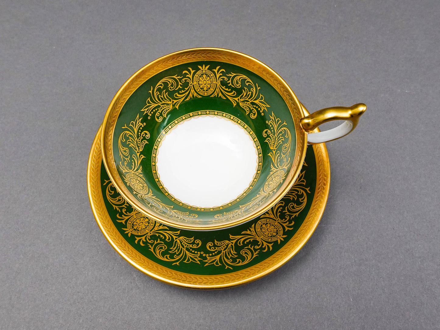 Aynsley England Imperial 193 Laurel Green Gold Cup & Saucer Set